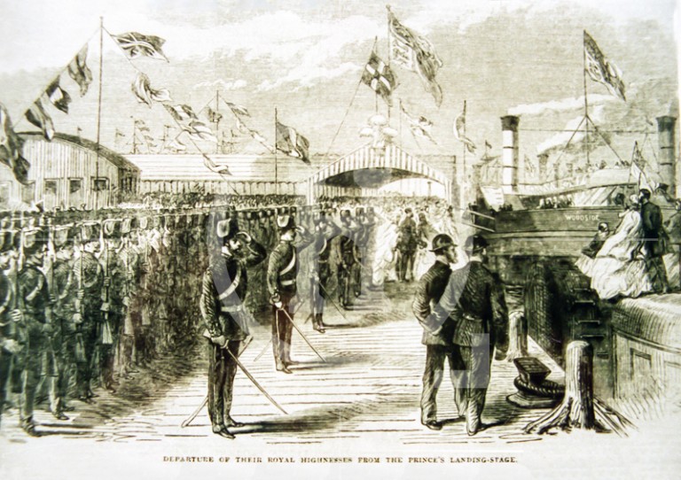 Royal party at Princes Landing stage, 1865